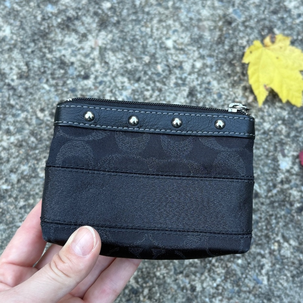 Coach Black Signature Mini Wristlet / Keychain Wallet - Picture 2 of 7
